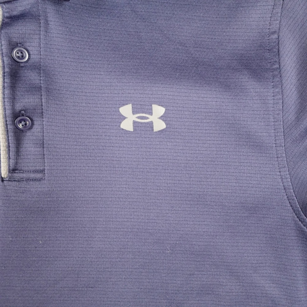 Under Armour Polo Shirt Mens Medium Blue Tech Golf HeatGear Loose Short Sleeve - Picture 2 of 16